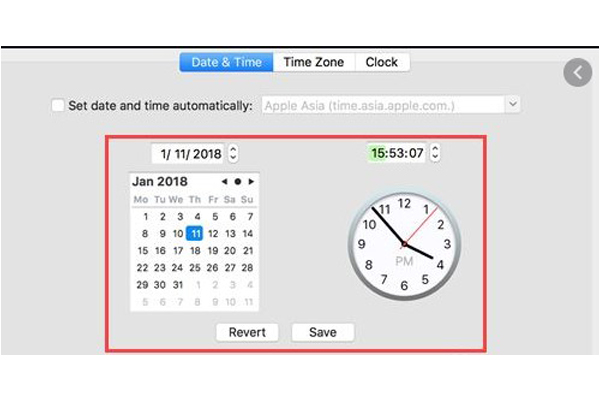 Facetime Macbook sẽ gặp lỗi nếu hệ thống không có thời gian chính xác.